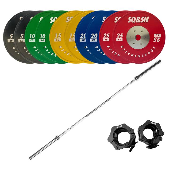 SQ&SN OL Vægtstangssæt 170 kg Farvet fra SQ&SN