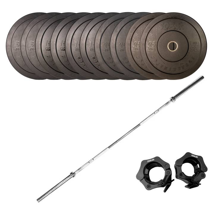 SQ&SN OL Vægtstangssæt 170 kg Sort fra SQ&SN