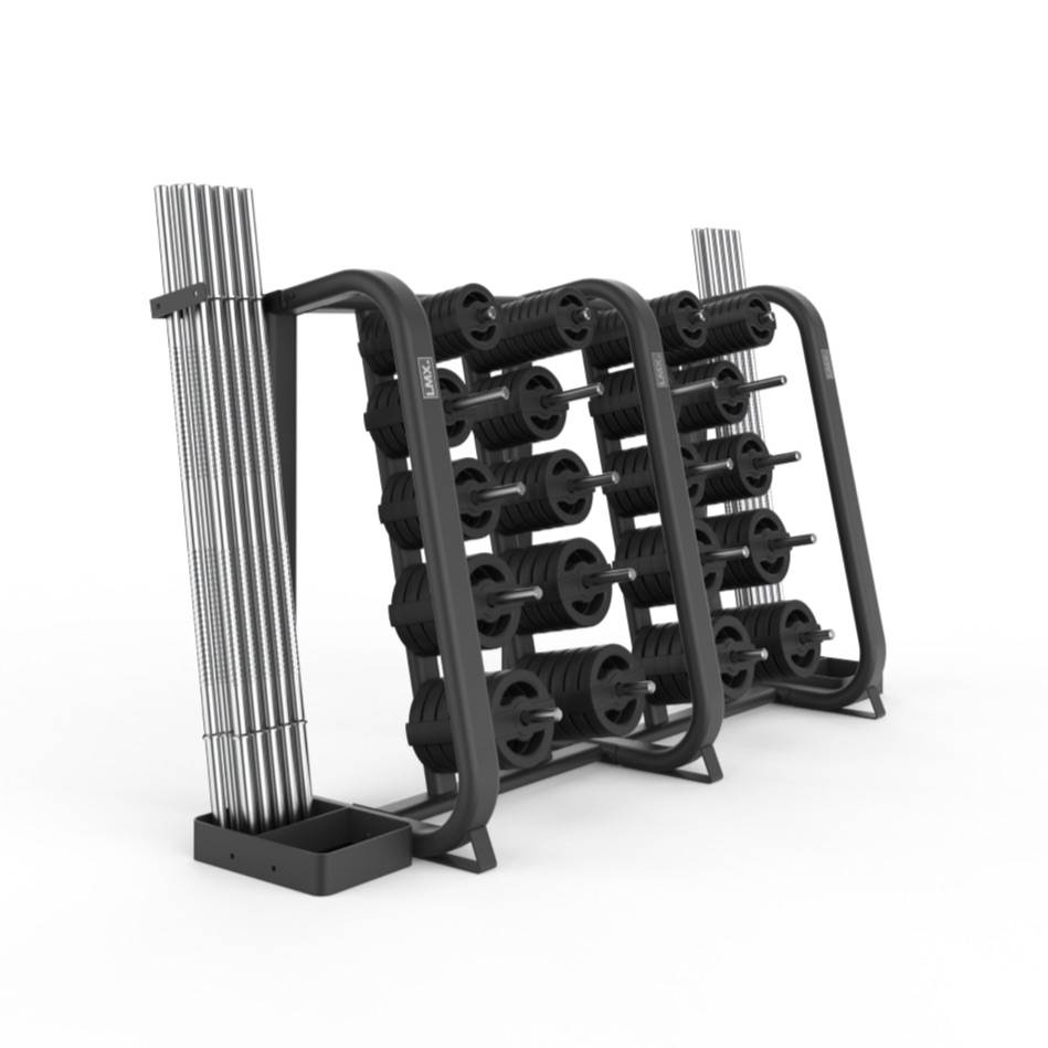 LMX. Studio Pump Rack med oppbevaring til 22 sett pumpstang til gruppetrening og treningssenter